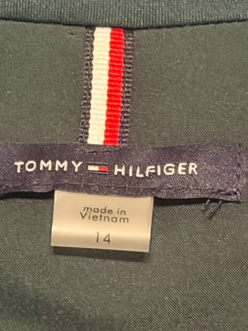 TOMMY HILFIGER Forest Green Dress Full Zipped Front Stretch Women's Size 14 - Picture 5 of 8